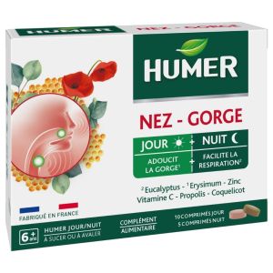 HUMER Jour & Nuit Nez/Gorge Comprimés x15