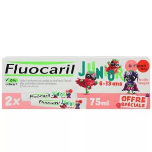 Fluocaril Junior 6-12 ans Fruits Rouges 2 x 75 ml