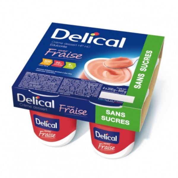 Delical Crème Dessert Sans Sucres Fraise 200 g x4