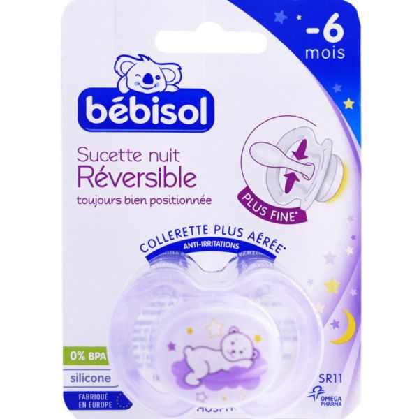 Bébisol Sucette Slimline Réversible Nuit Silicone SR11 Taille 1