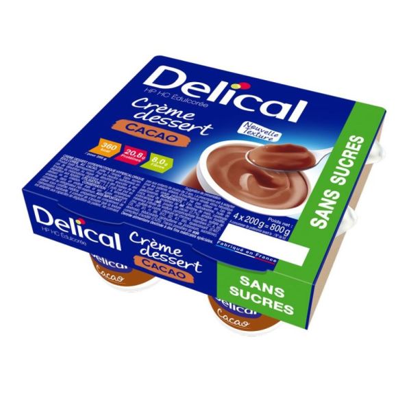 Delical Crème Dessert Sans Sucres Cacao 200 g x4